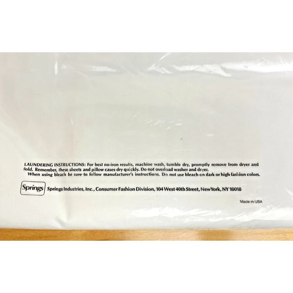 NOS Vintage Springmaid Twin Sheet Set White Percale Made in USA Flat & Fitted